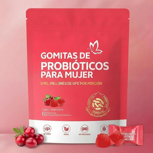 FloraEase™ - Gomitas Probióticas para Mujeres +40 | Equilibrio Hormonal e Intestinal