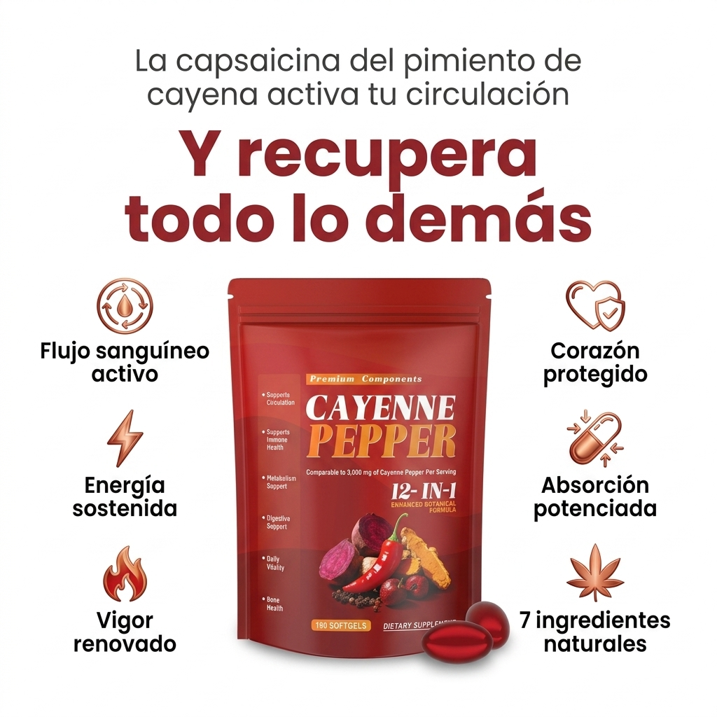 FloraEase™-Pimienta de Cayena en Cápsulas Blandas