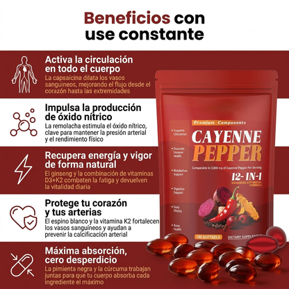 FloraEase™-Pimienta de Cayena en Cápsulas Blandas