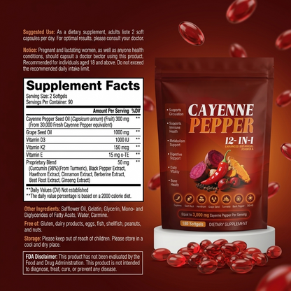 FloraEase™-Pimienta de Cayena en Cápsulas Blandas