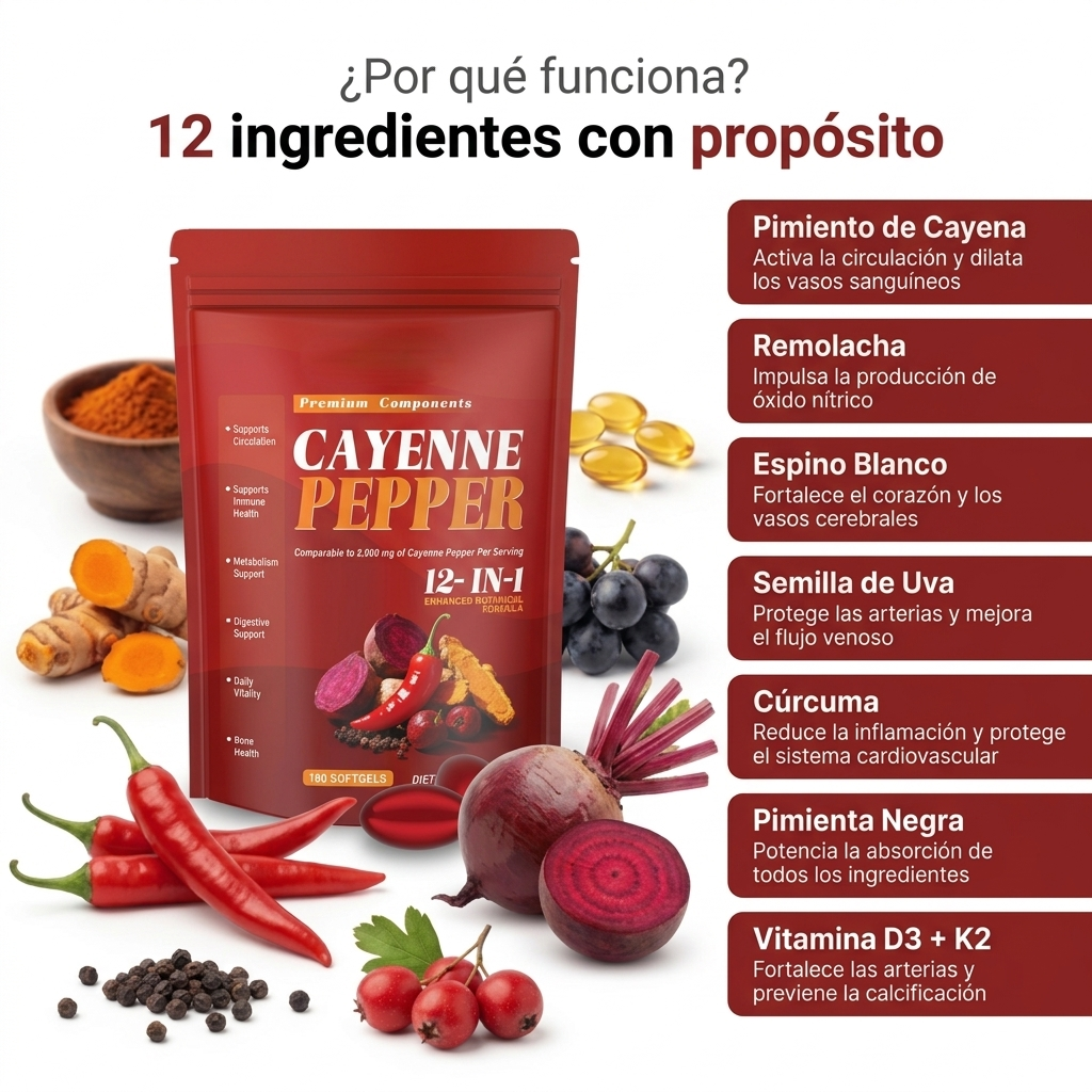 FloraEase™-Pimienta de Cayena en Cápsulas Blandas